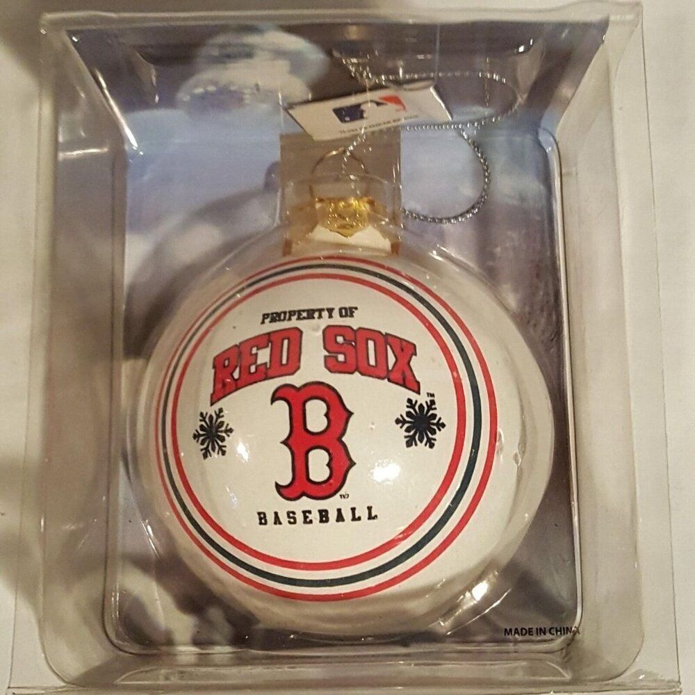 MLB Boston Red Sox Forever Collectibles 3” Glass Ball Christmas Ornament White